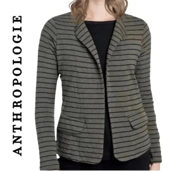 Dolan Left Coast Collection Greenish/Gray Striped Knit Blazer Jacket Size L - Picture 1 of 13